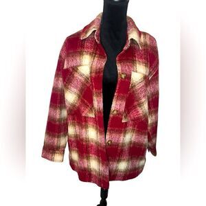 NWT ABERCROMBIE & FITCH WOMENS PLAID SHACKET/JACKET COZY SOFT W BUTTONS SIZE M‎